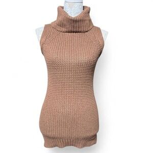 Ann Taylor XSP Sweater Dress Brown Neutral Clean Girl Turtle Neck Classy Staple